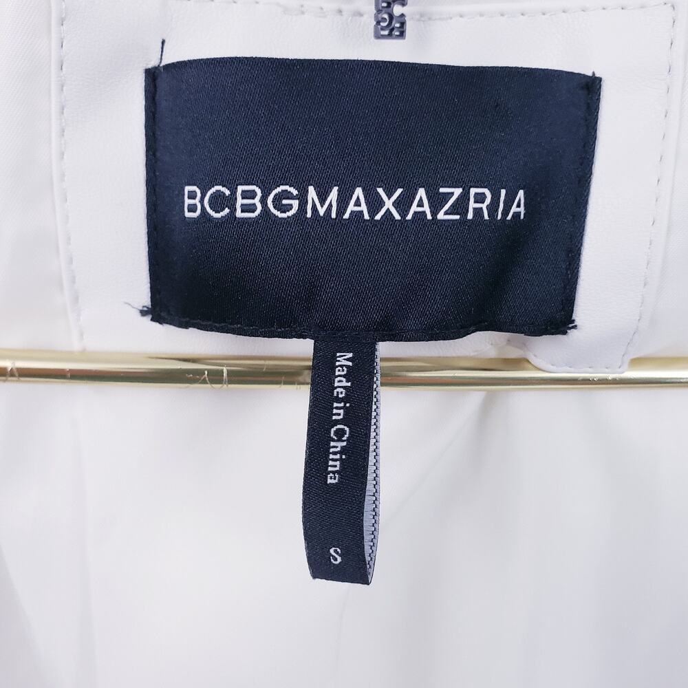 BCBG MAXAZRIA White Vegan Leather Puffer Coat Size Small Style # 14779BM-100 - Picture 10 of 12